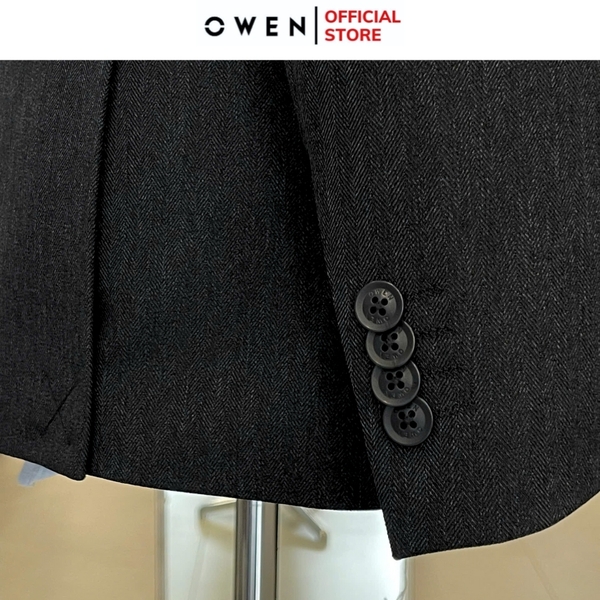 Áo Demi - Blazer Owen BL241365 màu xanh tím than dáng regular fit 1 cúc tà xẻ hai bên chất liệu Lanatex