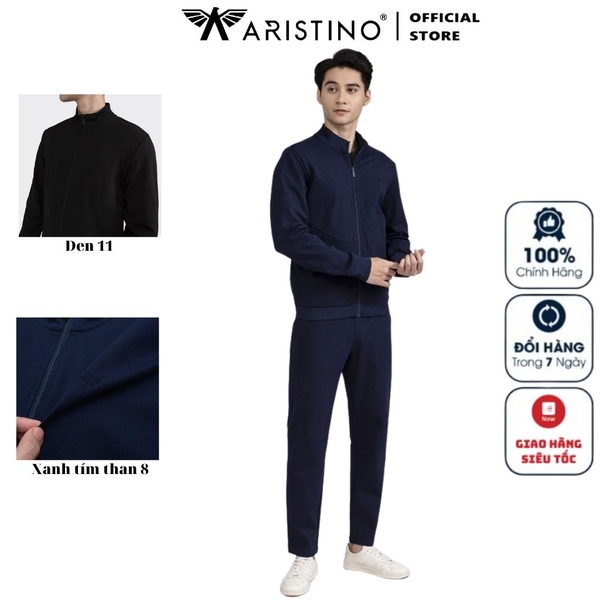 Bộ đồ thun thu đông Aristino ALH005W2 Màu đen 11, xanh tím than 8