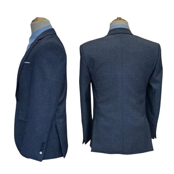 Bộ Veston VIỆT TUẤN COMPLET-159 màu xanh họa tiết bộ suit dáng trẻ, 1 cúc , xẻ tà 2 bên chất liệu Vicose