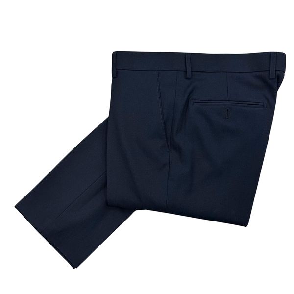 Bộ Veston VIỆT TUẤN COMPLET-160 màu xanh đậm trơn bộ suit dáng trẻ, 1 cúc , xẻ tà 2 bên chất liệu Vicose