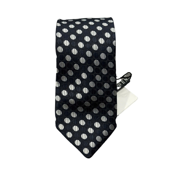 Cà vạt nam OWEN CV220531 màu xanh than chấm bi trắng bản nhỏ chất liệu polyester