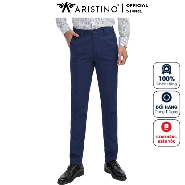 Quần Kaki Nam Arisitino AKK01508 Màu Xanh Tím Than 37 Kiểu Dáng Slim Fit Chất Liệu CVC