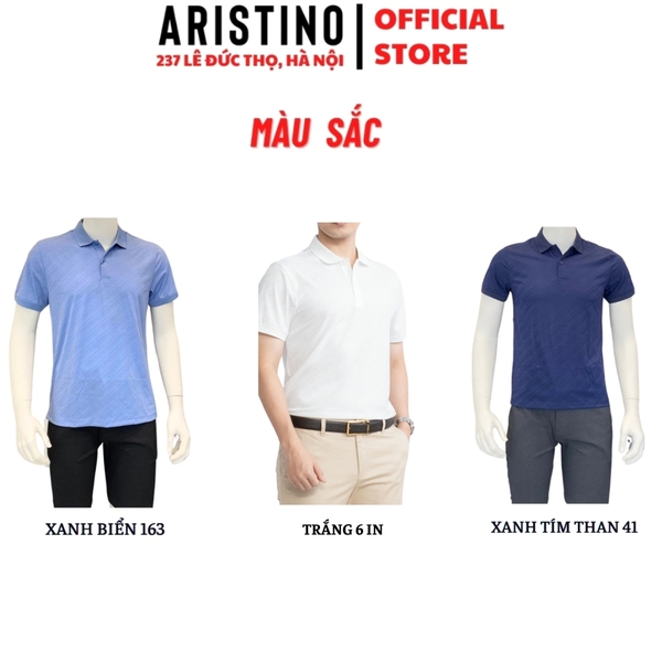 Áo Thun Polo Nam Cổ Bẻ Aristino APS155S3 Màu: Xanh biển 163 Jackquard họa tiết, Xanh tím than 41Jackquard họa tiết