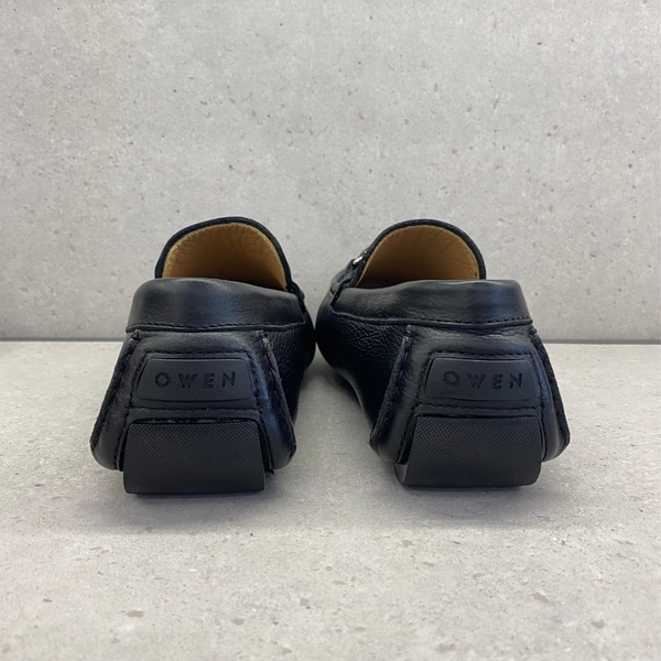 Giầy tây Owen GD233343 màu đen sần kiểu giày lười Moccasin đế âm chất liệu da thật