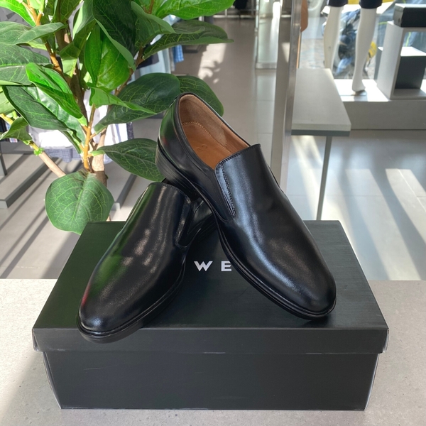 Giầy tây Owen GD233350 màu đen trơn kiểu giày lười Slip on chất liệu da thật