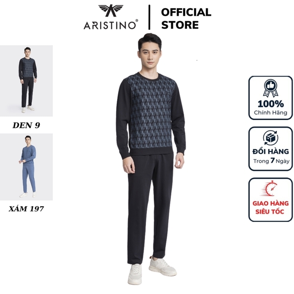 Bộ đồ thun thu đông Aristino ALH016W3 Màu Xám 197 in, Đen 9 in