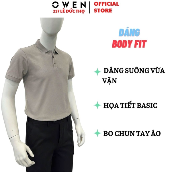 Áo Polo Nam Owen APV262011 Màu Xám Body Fit Cotton Polyester