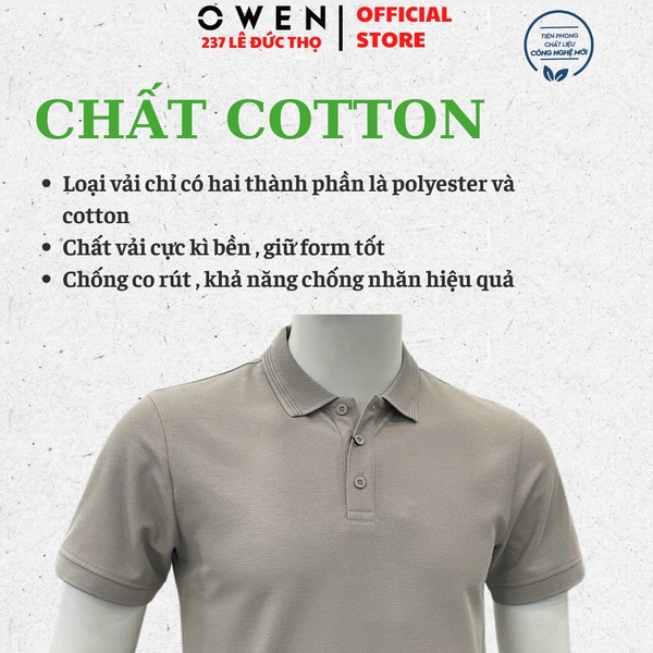 Áo Polo Nam Owen APV262011 Màu Xám Body Fit Cotton Polyester