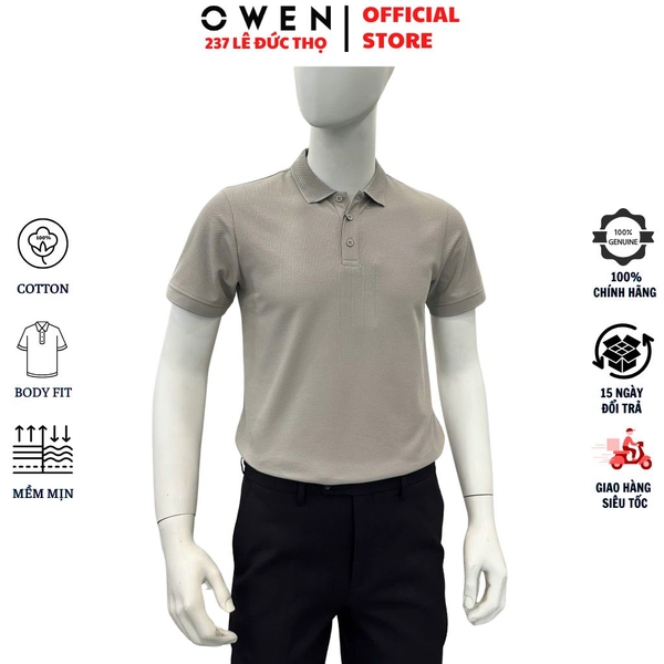 Áo Polo Nam Owen APV262011 Màu Xám Body Fit Cotton Polyester