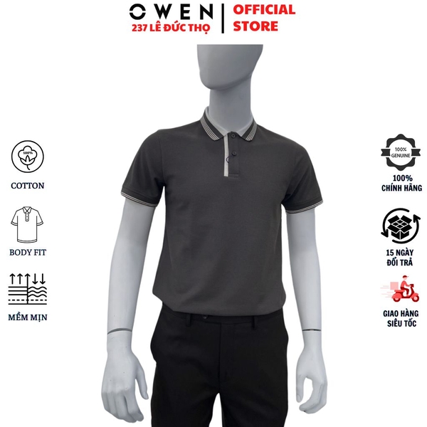 Áo Polo Nam Owen APV262012 Xám Đậm Body Fit Cotton Polyester