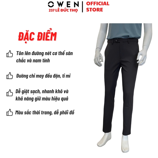 Quần Tây Nam Owen QGT263032 màu xám đậm dáng suông thể thao S-form chất liệu polyester