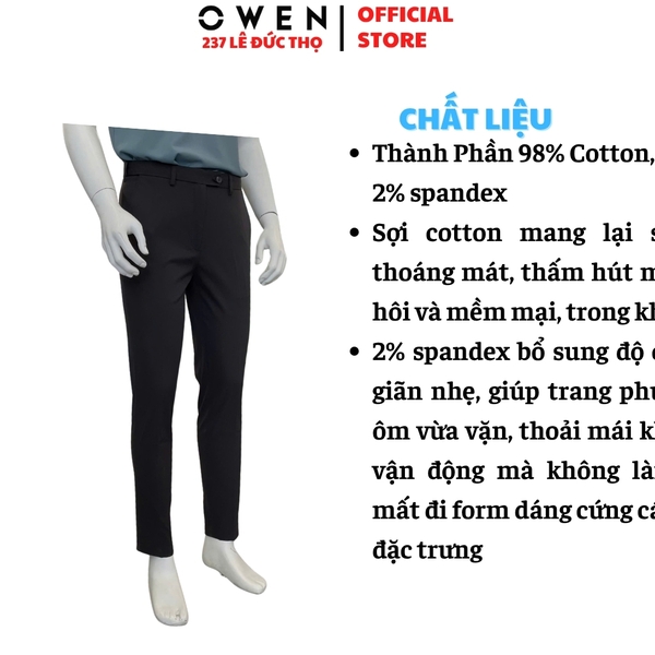 Quần Tây Nam Owen QGT263032 màu xám đậm dáng suông thể thao S-form chất liệu polyester