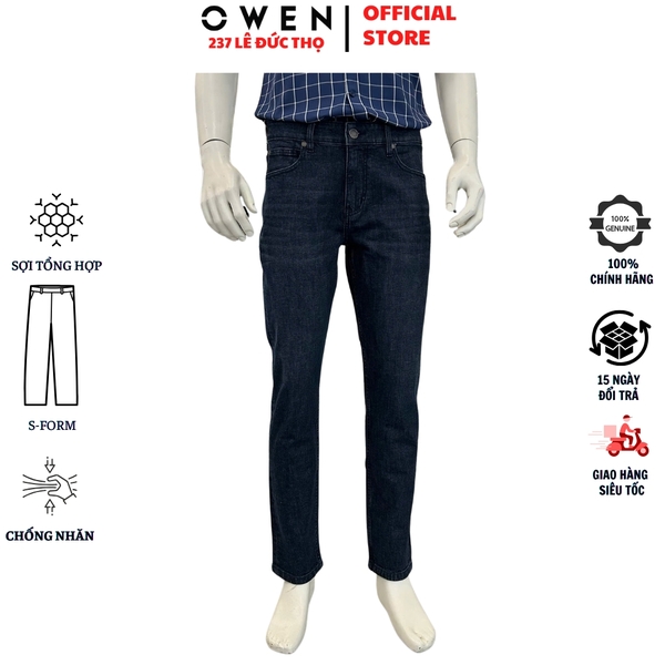 Quần Jeans Nam Owen QJR263082 Xanh Đậm Regular Fit Cotton Spandex