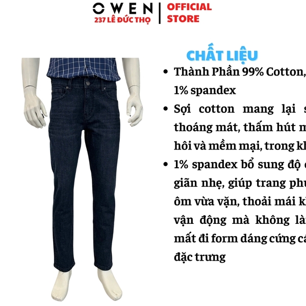Quần Jeans Nam Owen QJR263082 Xanh Đậm Regular Fit Cotton Spandex
