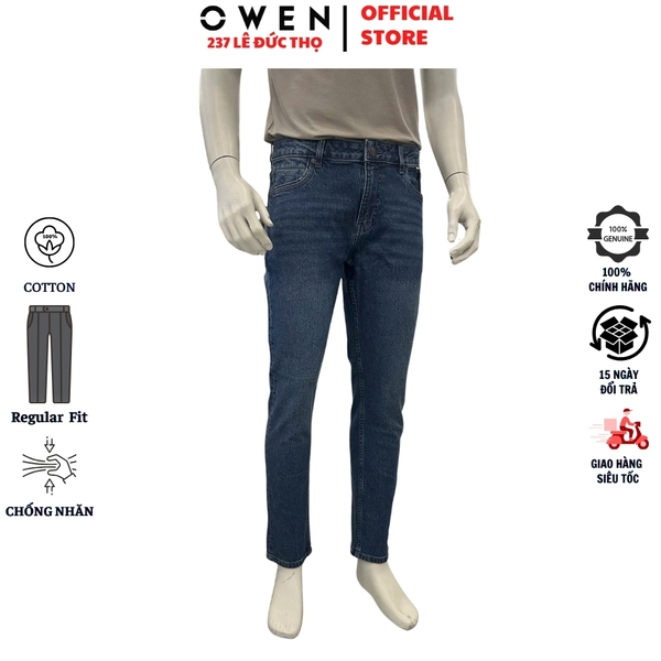 Quần Jeans Nam Owen QJR263084 Màu Xanh Regular Fit Cotton Spandex