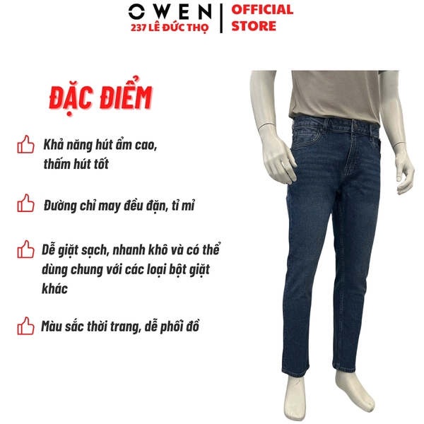 Quần Jeans Nam Owen QJR263084 Màu Xanh Regular Fit Cotton Spandex