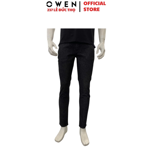 Quần Jean Nam Owen Quần Bò Nam QJR263088 màu đen dáng suông regular fit chất liệu denim cotton