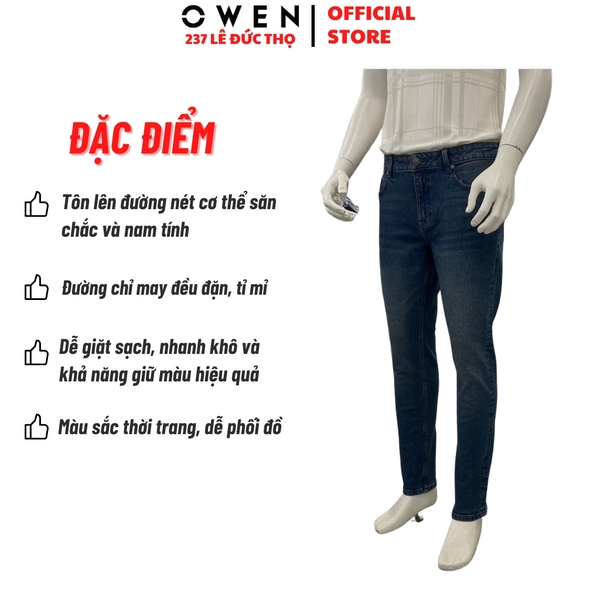 Quần Jean Nam Owen Quần Bò Nam QJR263091 màu xanh đậm dáng suông regular fit chất liệu cotton spandex