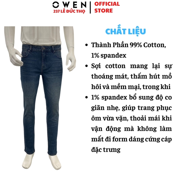 Quần Jean Nam Owen Quần Bò Nam QJR263091 màu xanh đậm dáng suông regular fit chất liệu cotton spandex