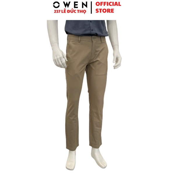 Quần kaki nam Owen QKR261005 màu nâu dáng suông regular fit chất liệu cotton spandex