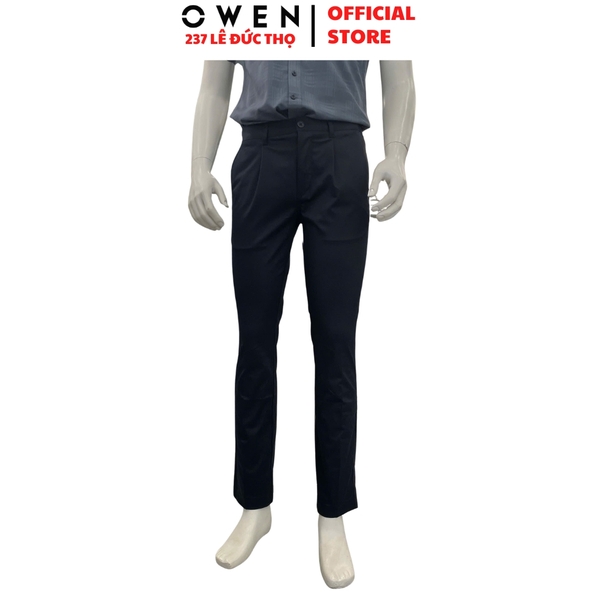Quần kaki nam Owen QKR261011 màu xanh tím than dáng suông regular fit chất liệu rayon polyester rycra