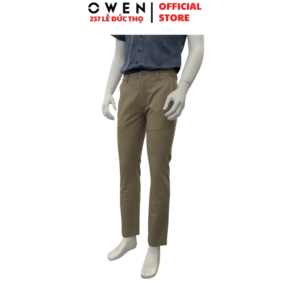 Quần kaki nam Owen QKR261005 màu nâu dáng suông regular fit chất liệu cotton spandex