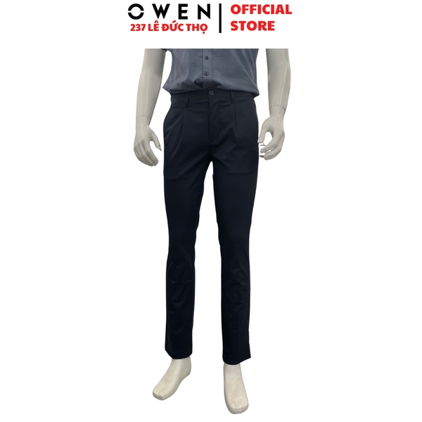Quần kaki nam Owen QKR261011 màu xanh tím than dáng suông regular fit chất liệu rayon polyester rycra
