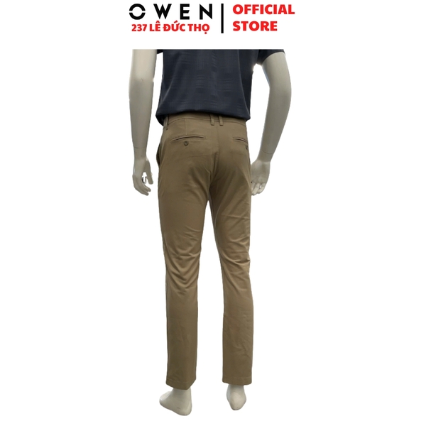 Quần kaki nam Owen QKR261005 màu nâu dáng suông regular fit chất liệu cotton spandex