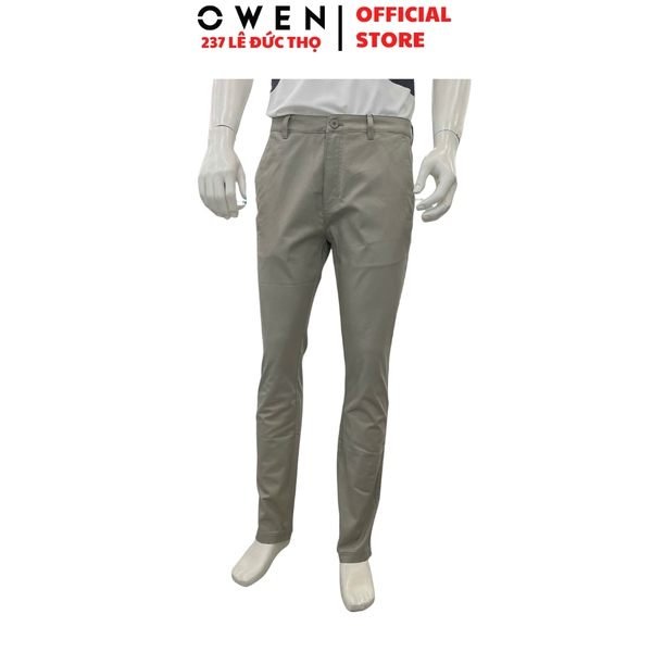 Quần kaki nam Owen QKS261002 màu rêu Dáng Slim Fit chất liệu cotton spandex