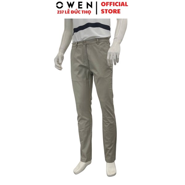 Quần kaki nam Owen QKS261002 màu rêu Dáng Slim Fit chất liệu cotton spandex