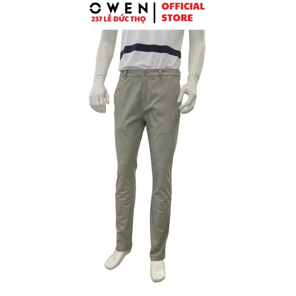 Quần kaki nam Owen QKS261002 màu rêu Dáng Slim Fit chất liệu cotton spandex