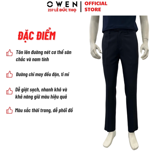 Quần tây Nam Owen QR257086 màu xanh tím than dáng suông regular fit chất liệu nano