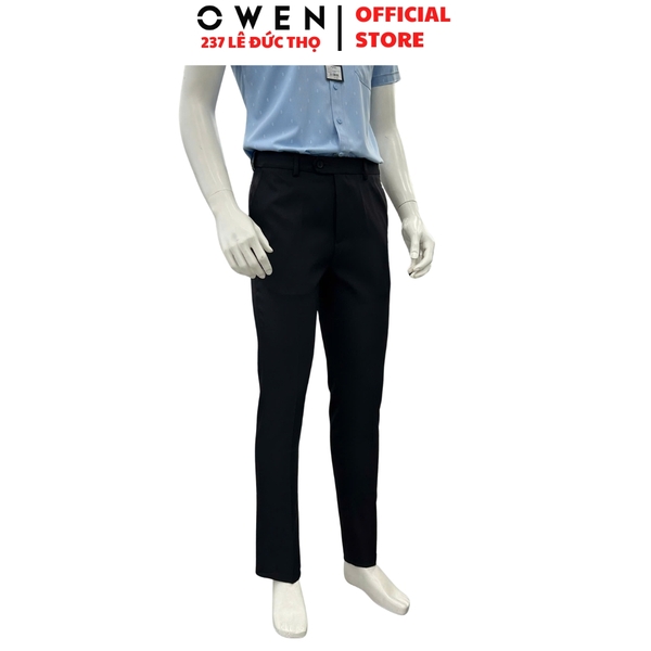 Quần Tây Nam Owen QRT263046 màu đen dáng suông regular fit cạp tăng đơ chất liệu nano