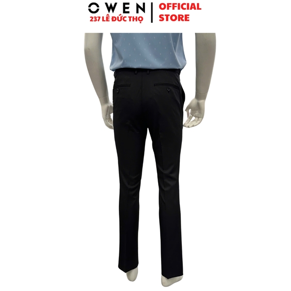 Quần Tây Nam Owen QRT263046 màu đen dáng suông regular fit cạp tăng đơ chất liệu nano