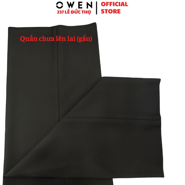 Quần Tây Nam Owen QRT263046 màu đen dáng suông regular fit cạp tăng đơ chất liệu nano