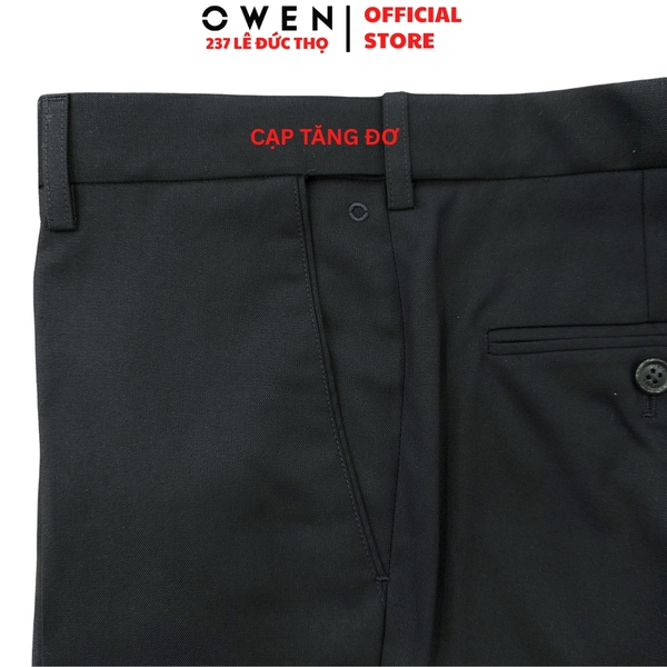 Quần Tây Nam Owen QRT263048 màu đen dáng suông regular fit cạp tăng đơ chất liệu nano