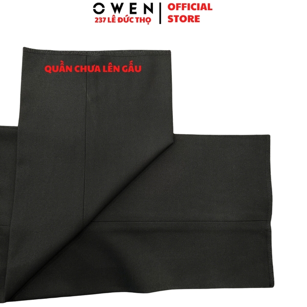 Quần Tây Nam Owen QRT262100 màu đen dáng suông regular fit cạp tăng đơ chất liệu poly rayon spandex