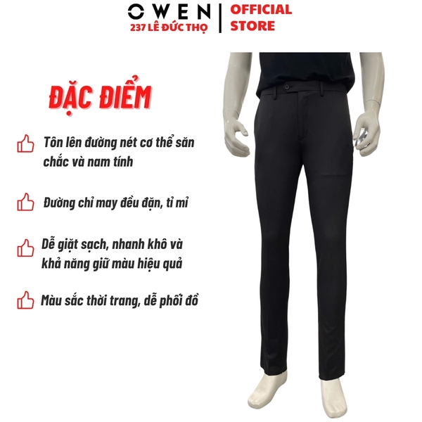 Quần Tây Nam Owen QS263047 màu đen dáng ôm slim fit chất liệu nano