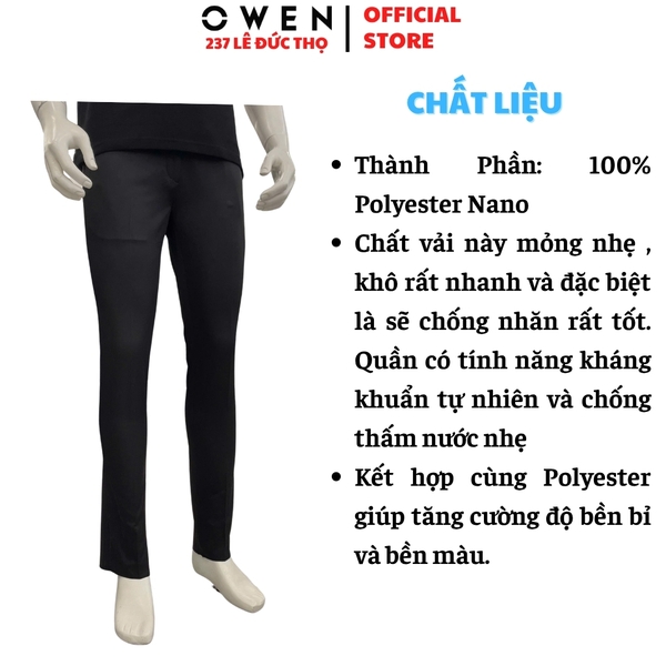 Quần Tây Nam Owen QS263047 màu đen dáng ôm slim fit chất liệu nano