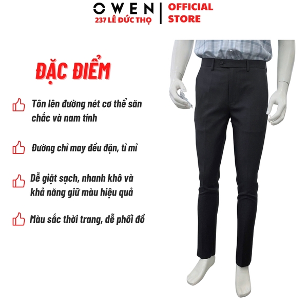 Quần Tây Nam Owen QS263052 màu xám đậm dáng ôm slim fit chất liệu nano