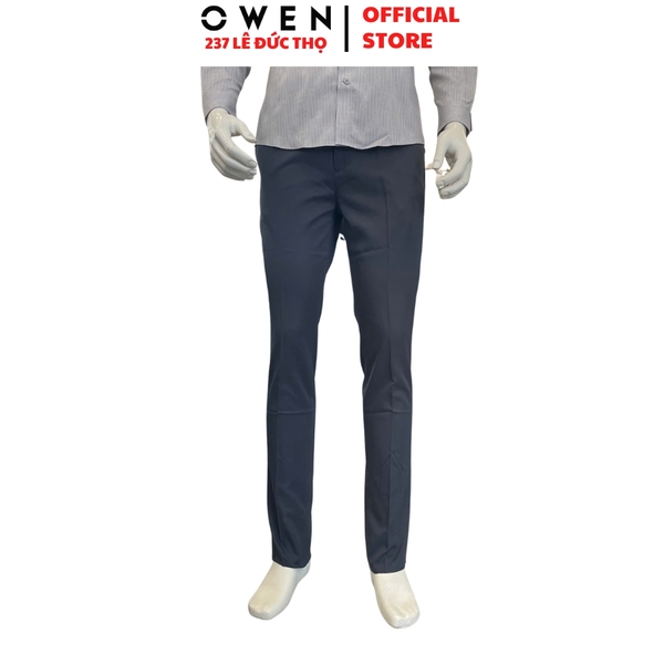 Quần Tây Nam Owen QST263044 màu xanh đậm dáng ôm slim fit cạp tăng đơ chất liệu nano