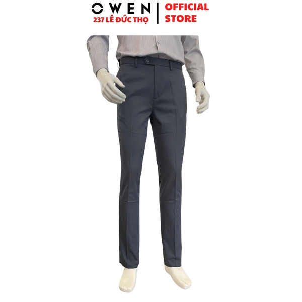 Quần Tây Nam Owen QST263044 màu xanh đậm dáng ôm slim fit cạp tăng đơ chất liệu nano