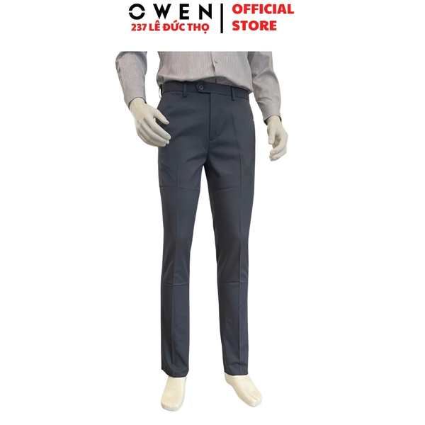 Quần Tây Nam Owen QST263044 màu xanh đậm dáng ôm slim fit cạp tăng đơ chất liệu nano