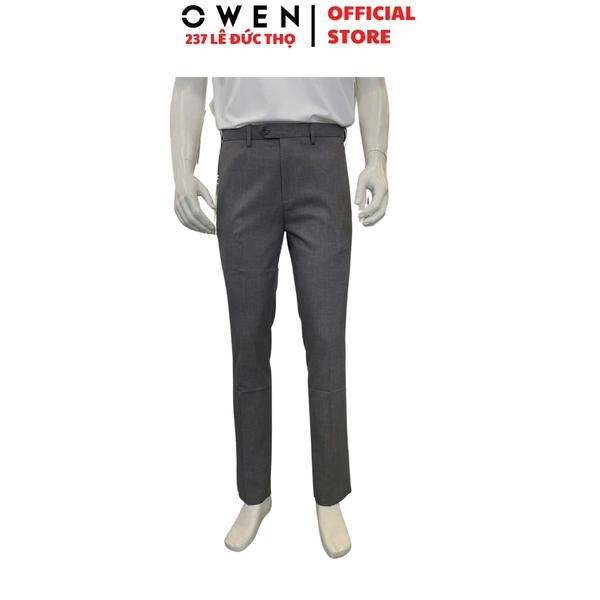 Quần Tây Nam Owen QST263054 màu xám nhạt dáng ôm slim fit cạp tăng đơ chất liệu nano