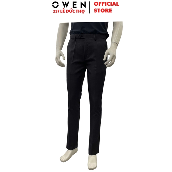 Quần Tây Nam Owen QST263061 màu xám đậm dáng ôm slim fit cạp tăng đơ chất liệu nano