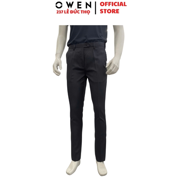 Quần Tây Nam Owen QST263061 màu xám đậm dáng ôm slim fit cạp tăng đơ chất liệu nano
