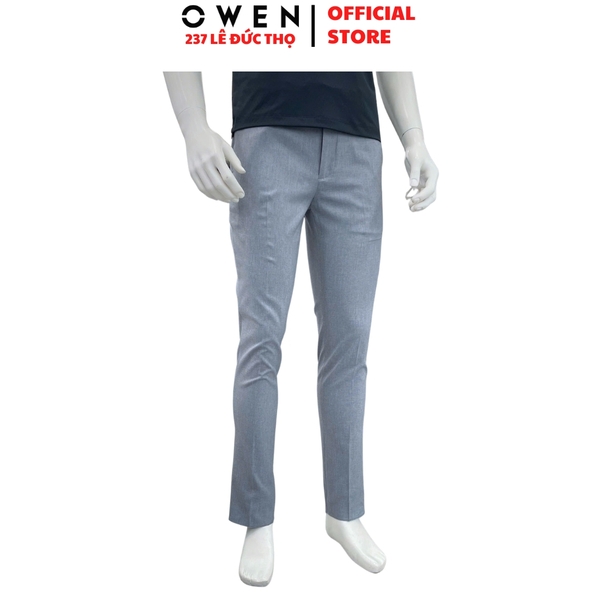 Quần Tây Nam Owen QST263062 màu xám nhạt dáng ôm slim fit cạp tăng đơ chất liệu nano