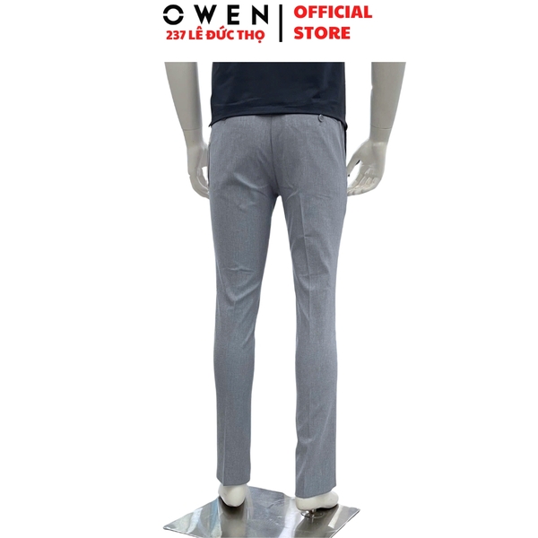 Quần Tây Nam Owen QST263062 màu xám nhạt dáng ôm slim fit cạp tăng đơ chất liệu nano