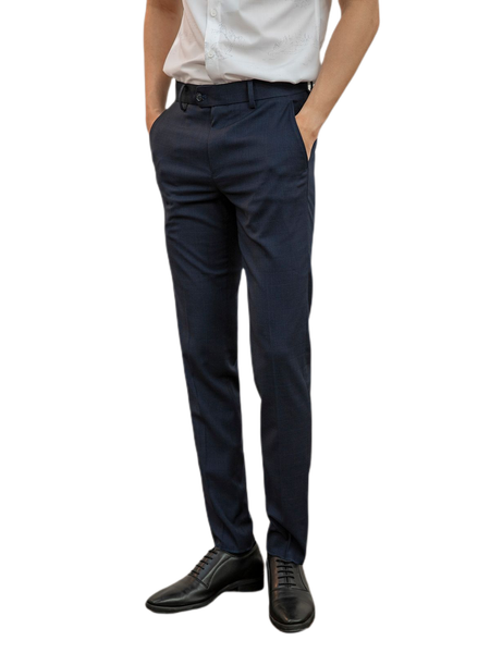 Quần Tây Nam Aristino ATR05009 Quần Âu Nam Màu Xanh Tím Than 13 Kẻ Form Dáng Slim Fit Chất Liệu Polyester