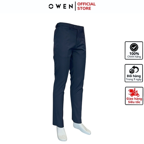 Quần Tây Nam Owen QV231841 quần vest màu navy trơn dáng suông regular fit chất liệu Knit